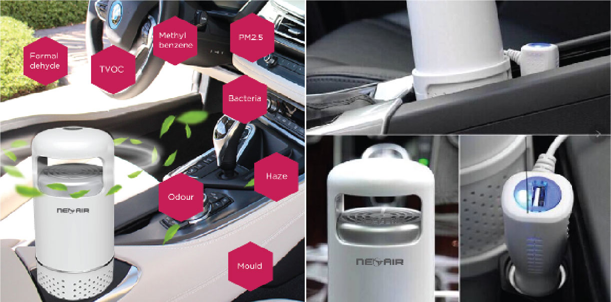 neoair mini 11-01-01 เครื่องฟอกอากาศ NeoAir Mini สำหรับรถยนต์ HEPA 360° กรอง PM2.5