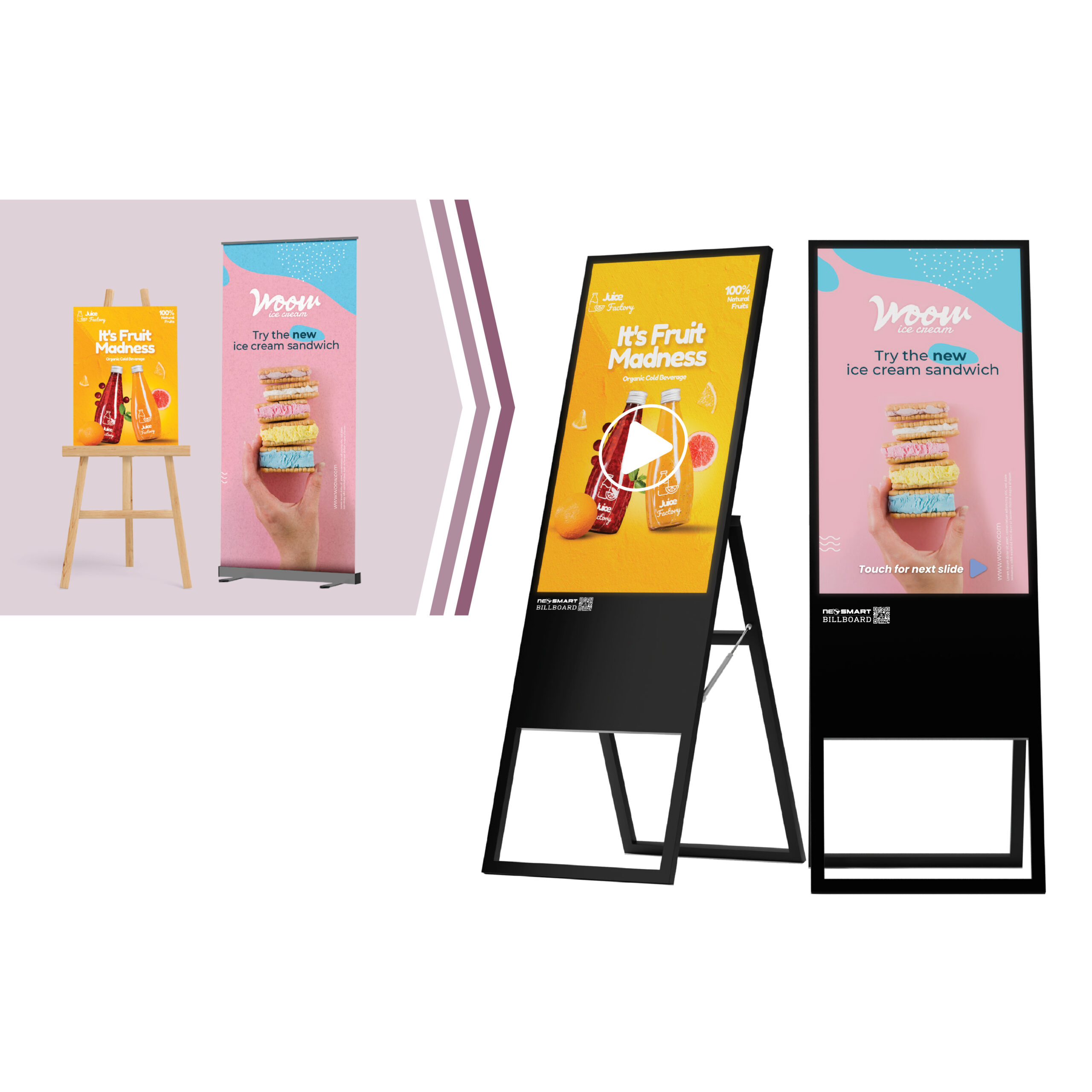 ป้ายโฆษณาดิจิตอล แบบขาตั้ง Digital Sigange Portable-02 ป้ายโฆษณาดิจิตอล แบบขาพับ Neo-Smart Portable